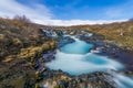 Small waterfall hidden in jungle in Iceland