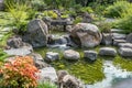 Small waterfall in the Japanese garden Royalty Free Stock Photo