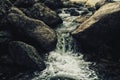 Small waterfall landscape  ,stream running water over the rock Royalty Free Stock Photo