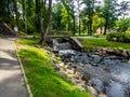 Small waterfall in the eco park of Latvia Riga