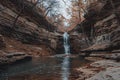 small waterfall in the middle of a forest Royalty Free Stock Photo