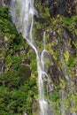 A small waterfall at Milford Sound Royalty Free Stock Photo