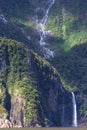 A small waterfall at Milford Sound Royalty Free Stock Photo