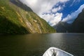 A small waterfall at Milford Sound Royalty Free Stock Photo