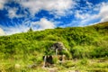 Small waterfall in moss in Giant mountains in National park in Czech republic Royalty Free Stock Photo