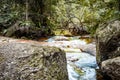 Small waterfall on the mountain trail of \