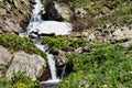 Small waterfall in the mountains of Altai Royalty Free Stock Photo
