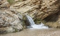 Small Waterfall in the Nahal Bokek Stream Bed near the Dead Sea in Israel Royalty Free Stock Photo