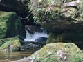 Small waterfall over rocks on Greaves Creek on the Grand Canyon Walking Track Royalty Free Stock Photo