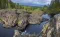 small waterfall on Poor porog, threshold, on the river Suna Karelia, Russian landscape