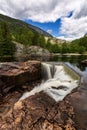 Small waterfall on the river in the beautiful place in Norway Royalty Free Stock Photo