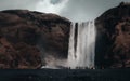 Small waterfall in the rocks on a gloomy ay in Iceland Royalty Free Stock Photo