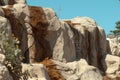 A small waterfall on a rocky mountainside Royalty Free Stock Photo