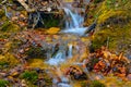 Small waterfall on rushing mountain river Royalty Free Stock Photo