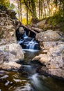 Small waterfall on a stream at Great Falls Park, Virginia. Royalty Free Stock Photo