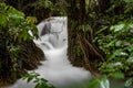 Small waterfall, stream, water flow in the jungle Royalty Free Stock Photo