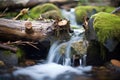 small waterfall trickling over a log