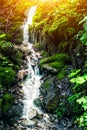 Small waterfall in the wood between rocks