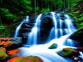Small Waterfalls fall down a rock face Royalty Free Stock Photo