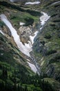 Small waterfalls on mountain slopes in alaska mountains Royalty Free Stock Photo