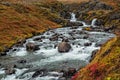 Small waterfalls on the road to Mjoifjordur, Iceland