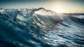 A small wave at the blue water sea with clear blue sky at the evening good for background and backdrop