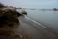 Waves and Icebergs along Kenosha Wisconsin and Lake Michigan Royalty Free Stock Photo