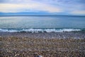 Small waves, blue sea, sky, beach and horizon view Royalty Free Stock Photo