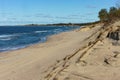 Small waves on the sea, ships on the sea horizon, Baltic sea coast Royalty Free Stock Photo