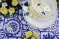 Small wedding cake with lemon accents Royalty Free Stock Photo