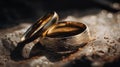 Small ring for bride, intricately carved Large ring for groom, AI Generated