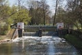 A small weir of the river Nidda in Frankfurt Germany Royalty Free Stock Photo