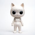 Vinyl Toy Inspired White Cat In Zbrush Style Standing Fullbody