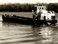 Barge Travelling Upstream on the Danube Royalty Free Stock Photo