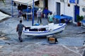 Small White Boat Maintenance, Chaldkida, Greece