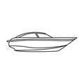 A small white boat with a motor.Boat for speed and competition.Ship and water transport single icon in outline style Royalty Free Stock Photo