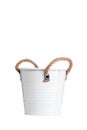 Small white bucket with rope handles Royalty Free Stock Photo