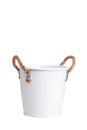 Small white bucket with rope handles Royalty Free Stock Photo