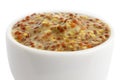 Small white ceramic dish of French dijon mustard. Royalty Free Stock Photo