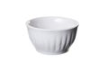 Small white ceramic fluted sauce bowl, gravy boat isolated on white, porcelain kitchenware Royalty Free Stock Photo