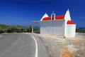 Small white church on the road side of Crete Royalty Free Stock Photo