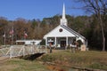 Small White Church in Rural East Texas With Christmas Decorations and Blue Sky Royalty Free Stock Photo