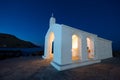 Small white church Saint Nicholas in the sea, Georgioupoli, Crete. Royalty Free Stock Photo