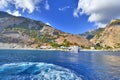 Small white church Saint Nikolaos in the sea, Crete Royalty Free Stock Photo