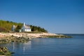 Small White Church on the St-Lawrence Seaway Shore Royalty Free Stock Photo