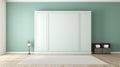 Empty Modern Flat With Green Walls And White Wood Murphy Bed Royalty Free Stock Photo