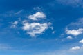 Small white clouds against dark blue sky Royalty Free Stock Photo