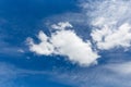 Small white clouds against dark blue sky Royalty Free Stock Photo