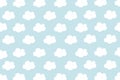 Small white clouds with cyan pastel pattern background. Abstract seamless minimalism. Paint cartoon style Royalty Free Stock Photo