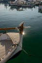 Small white color wooden boat Royalty Free Stock Photo